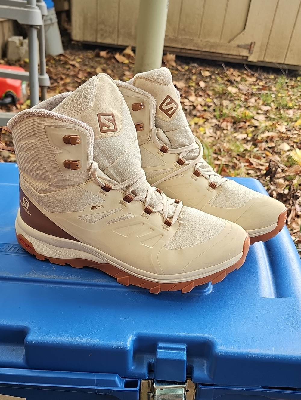 Salomon Women's Winter Boots in Cream and Brown